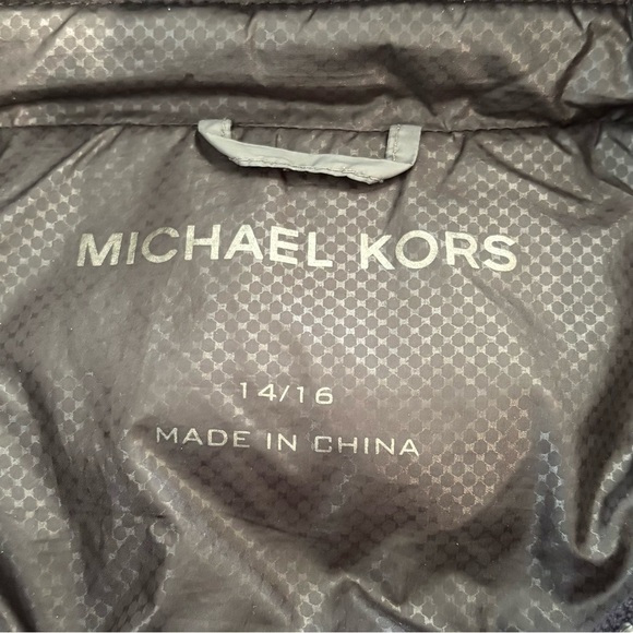 Michael Kors Puffer Zip Up Hood Gray Black Winter Jacket Coat Boys 14/16 Pocket - Picture 10 of 13